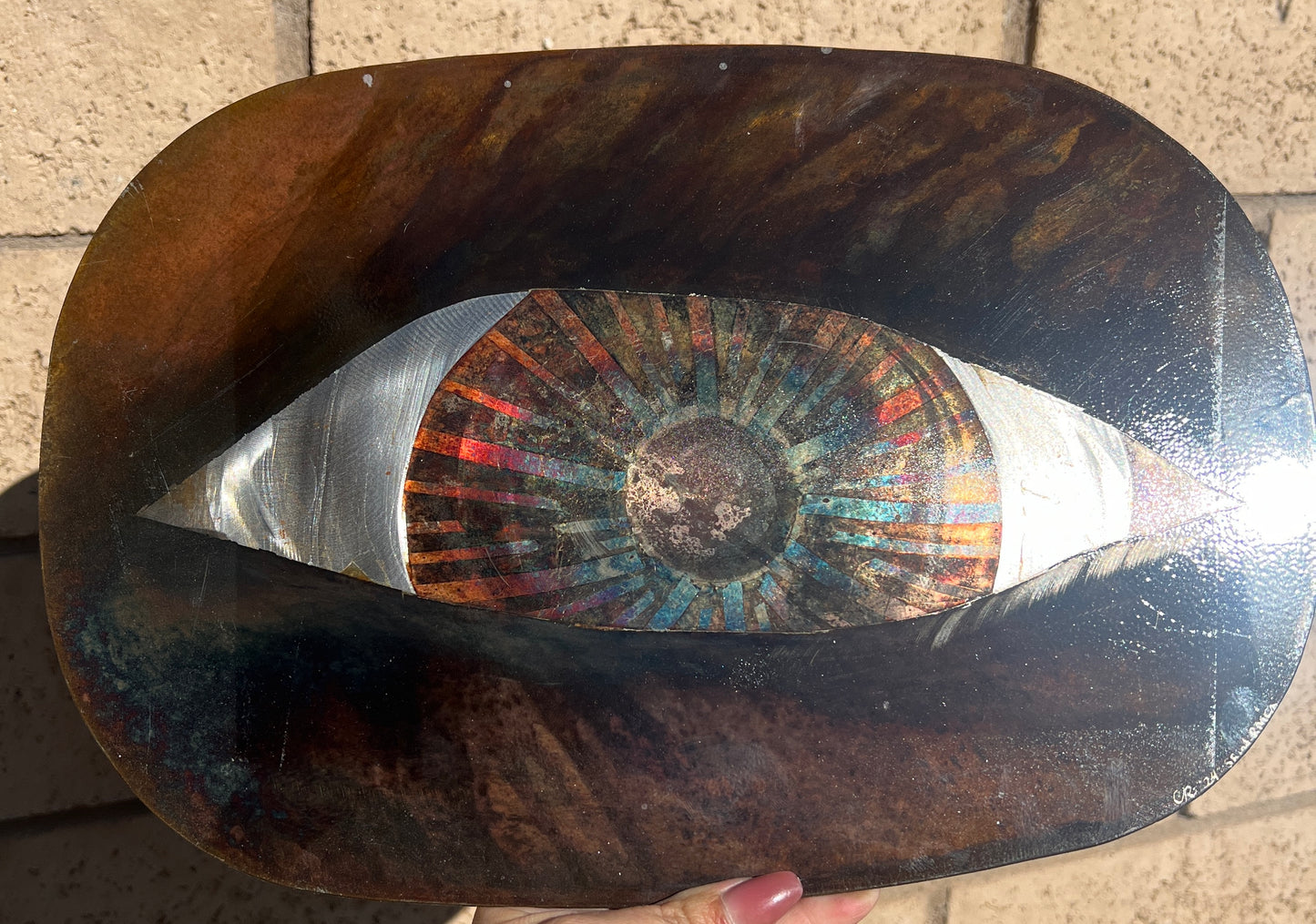 Custom Detailed Eye Metal Panel Patina Art Rounded Panel Indoor & Outdoor