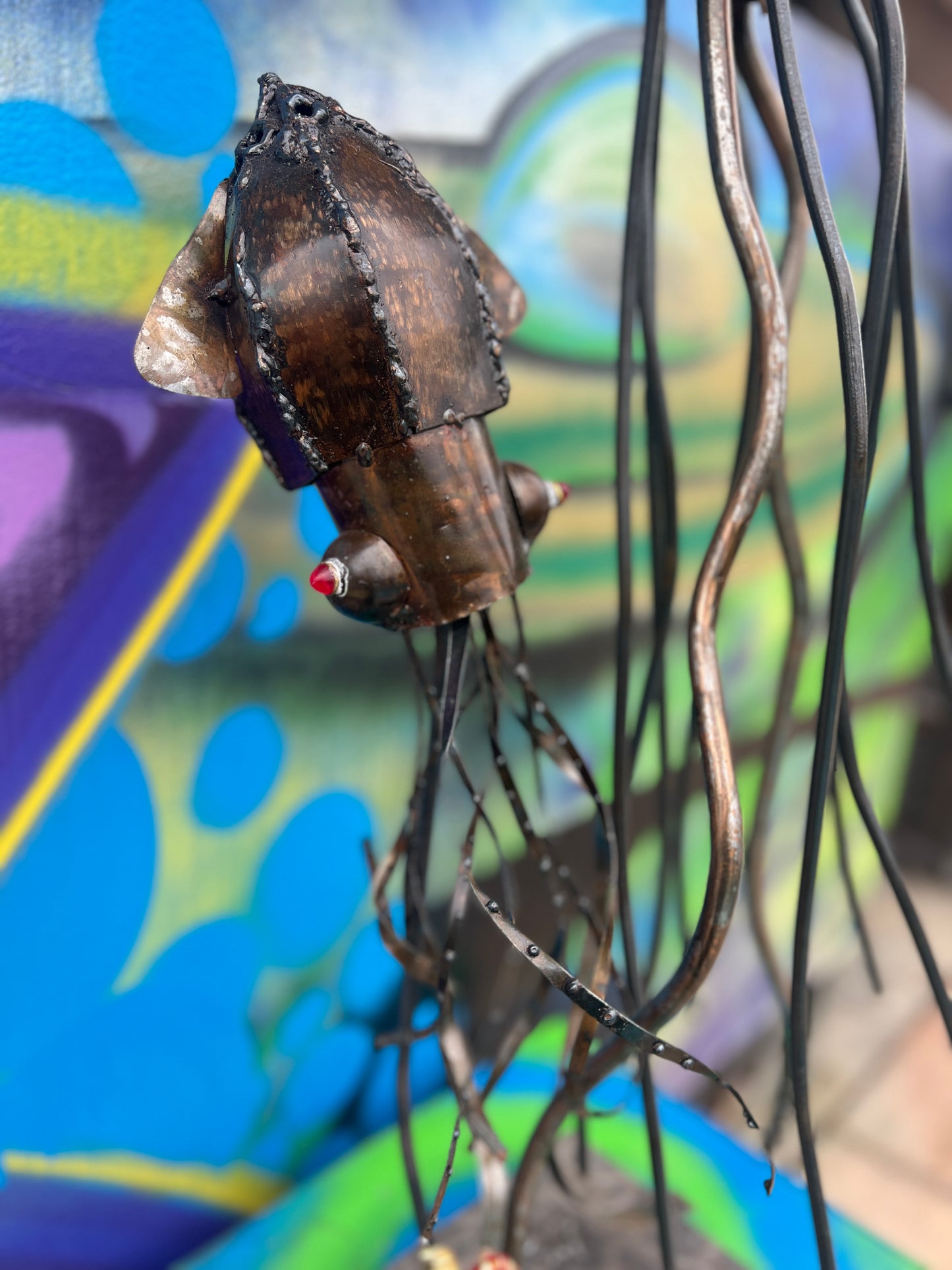 Custom Duet of the Deep Tall Squid Art Metal Sculpture