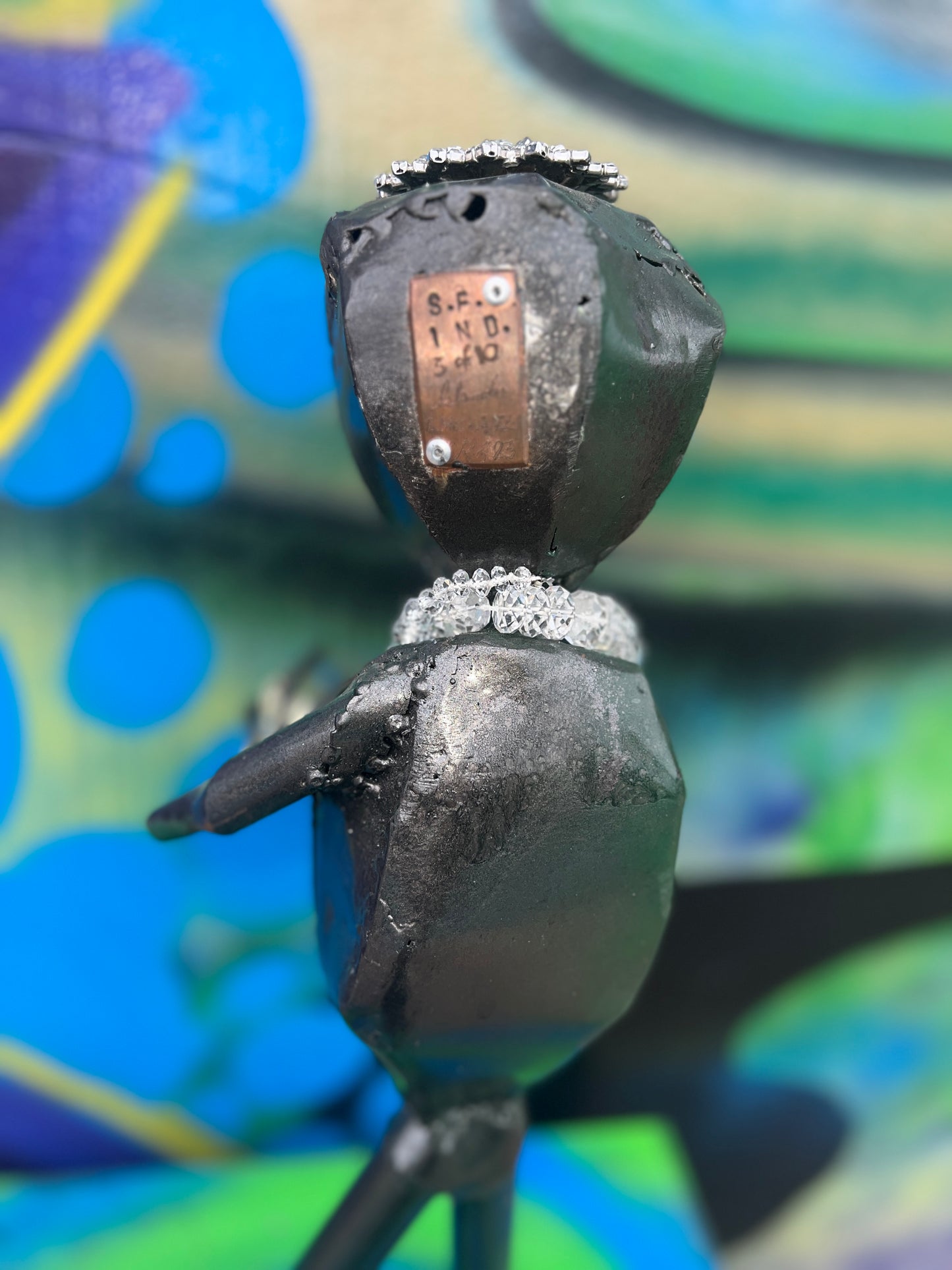 Custom Alien Queen of Diamonds Metal Art Sculpture w/Jewelry