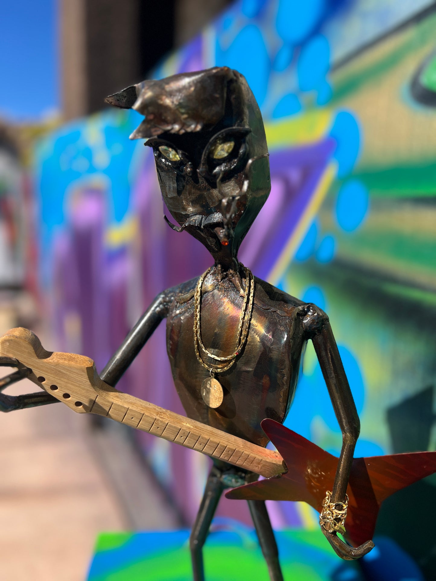 Custom Alien Rockstar Metal Art Sculpture