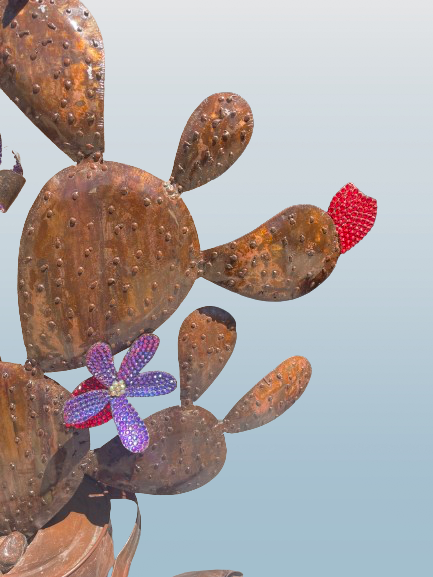 Custom Large Metal Cactus Sculpture In Pot Landscape Art