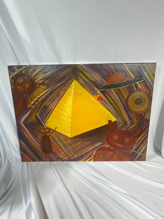 Cosmic Pyramid – 18” x 24” Hand-Painted Oil on Canvas