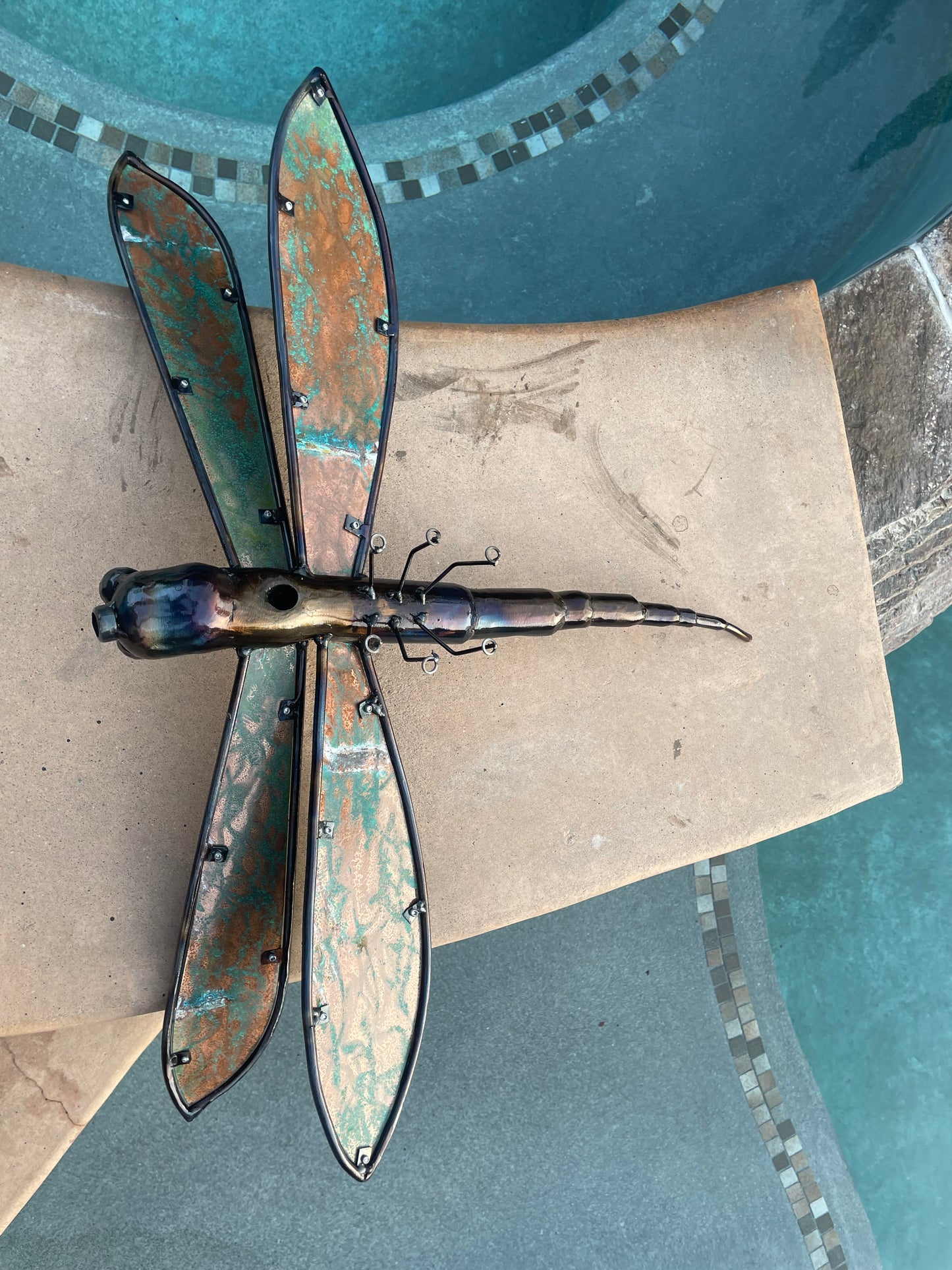 Handcrafted Steel & Copper Dragonfly Sculpture – 18” x 26”