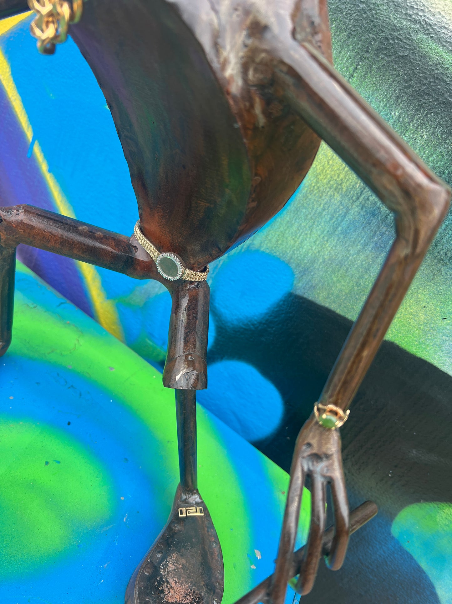 Custom Tennis Pro Alien Metal Art Sculpture