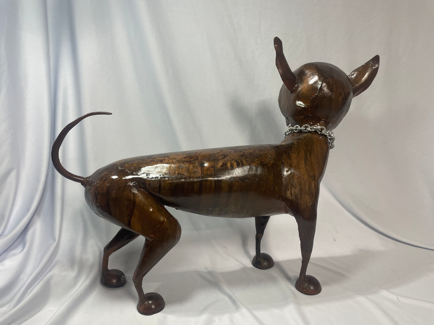 Handcrafted Steel Dog Sculpture with Patina Finish