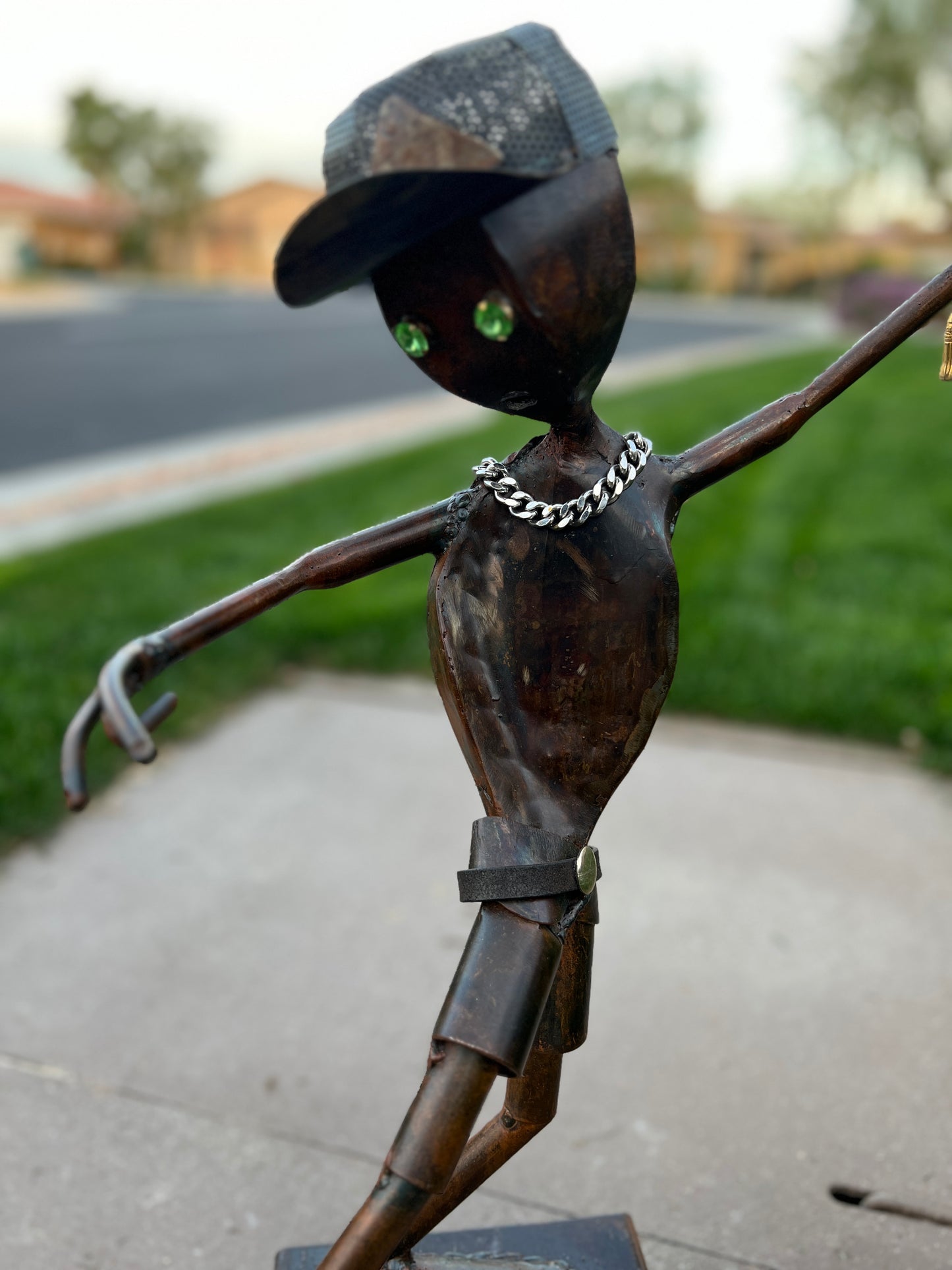 Custom Skater Alien Metal Sculpture
