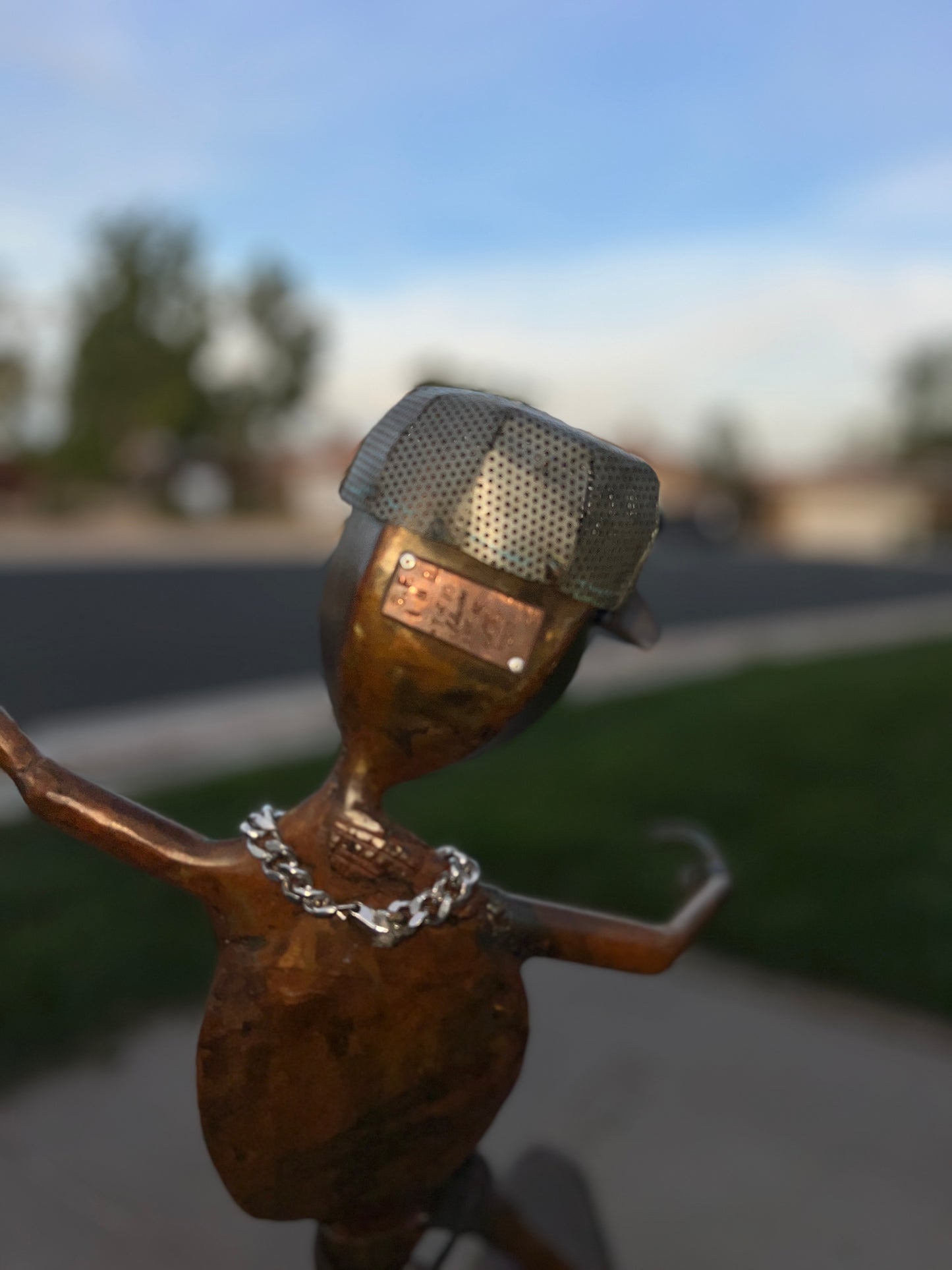 Custom Skater Alien Metal Sculpture