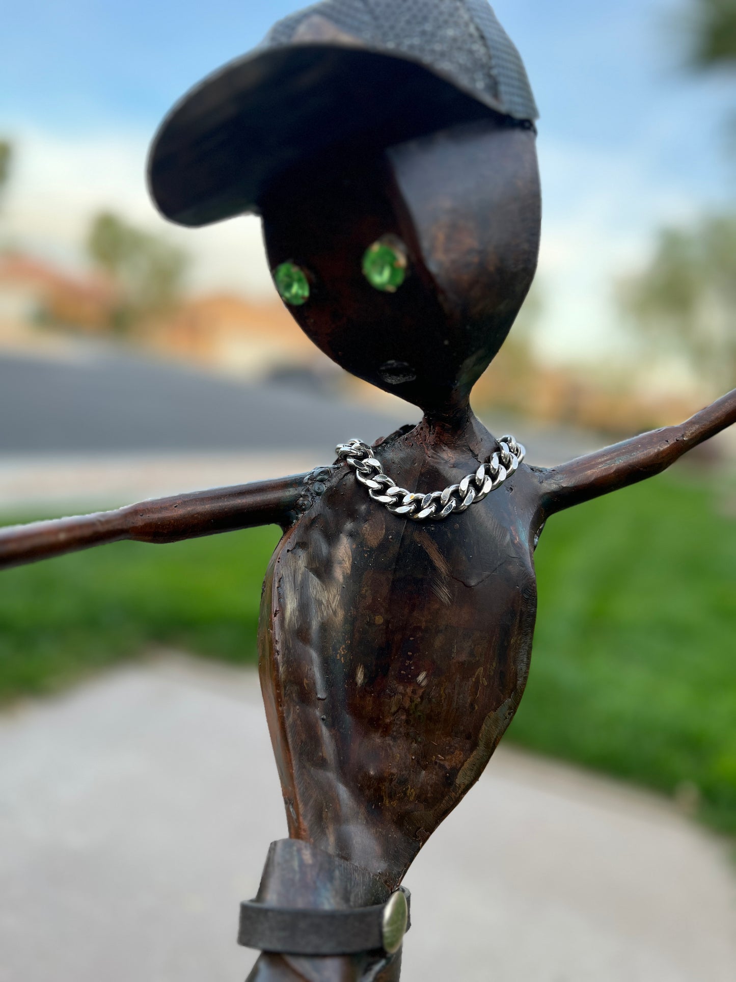 Custom Skater Alien Metal Sculpture
