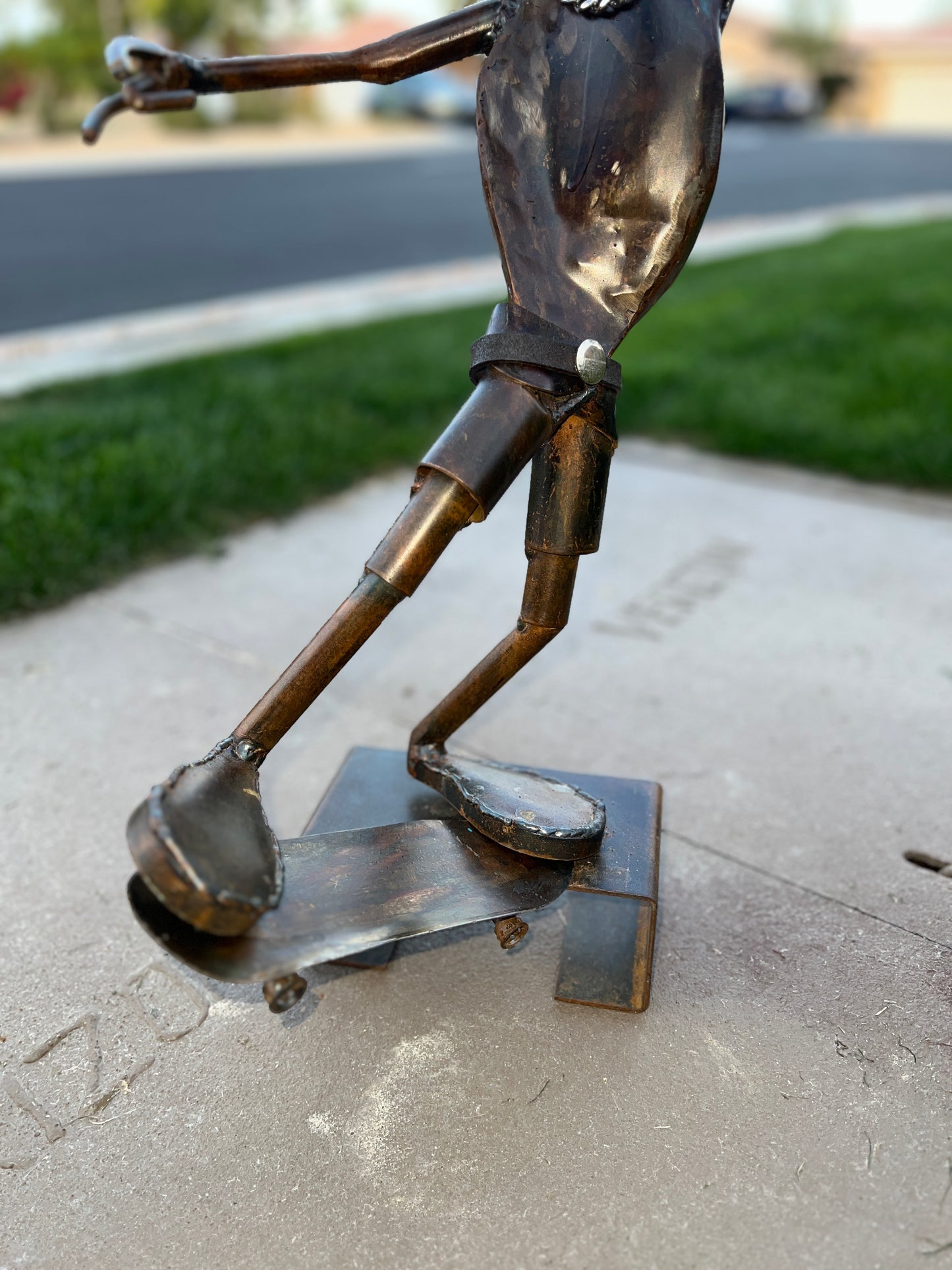 Custom Skater Alien Metal Sculpture