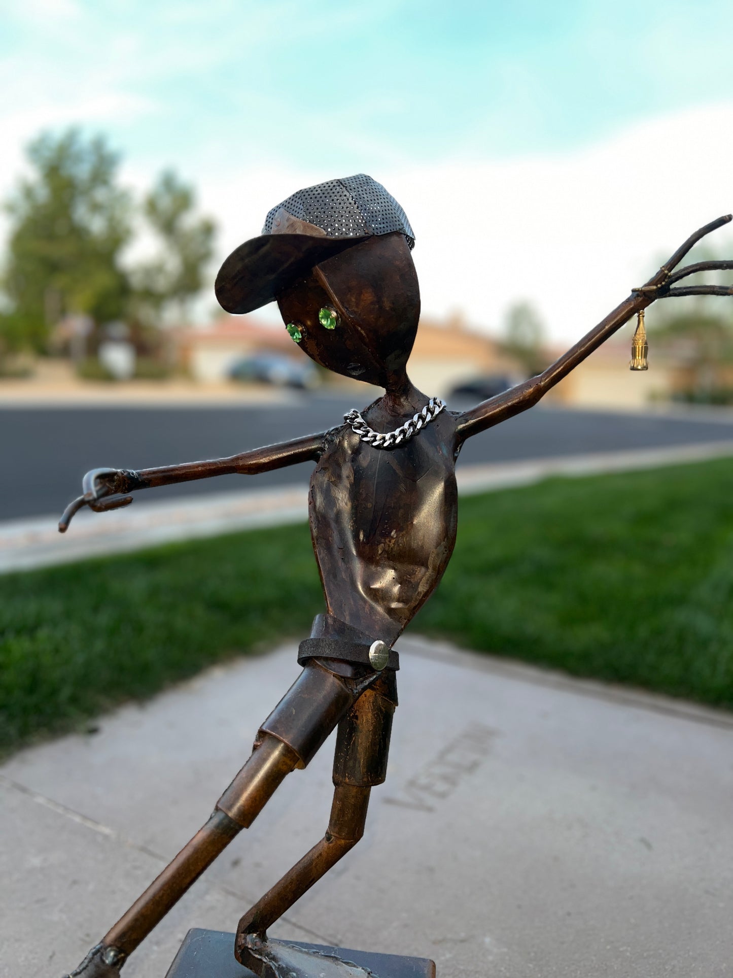 Custom Skater Alien Metal Sculpture