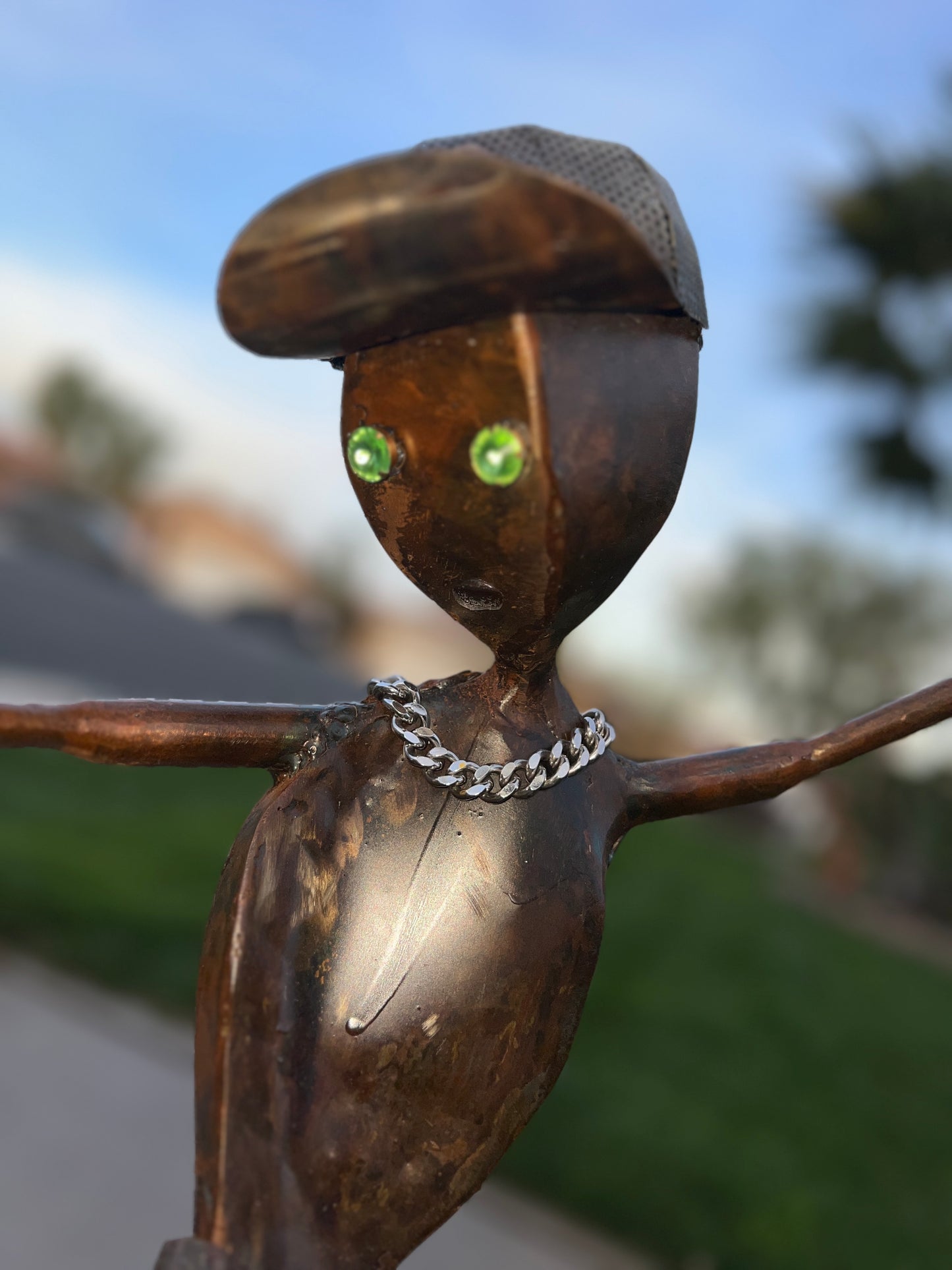Custom Skater Alien Metal Sculpture