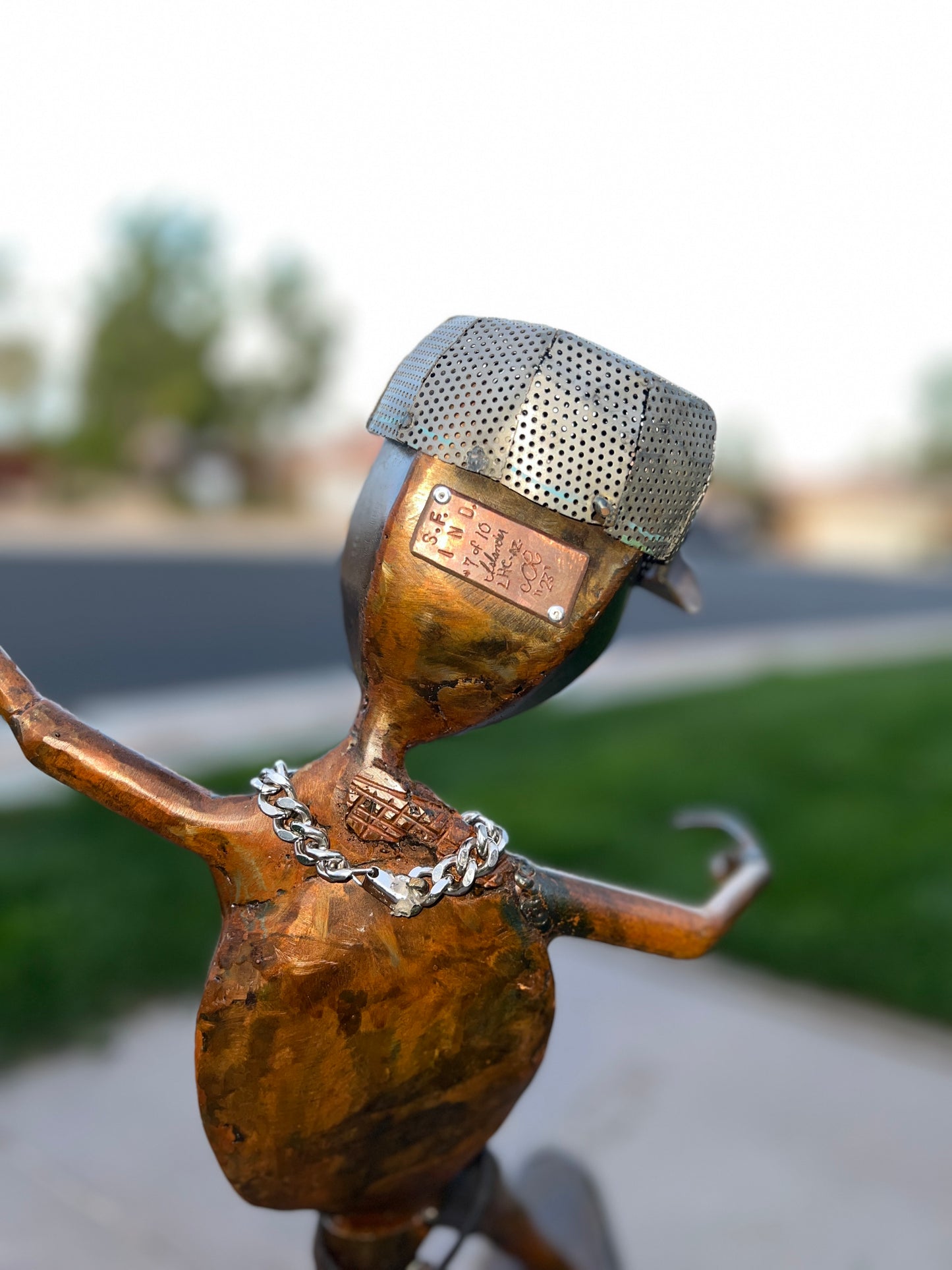 Custom Skater Alien Metal Sculpture