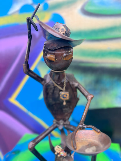 Custom Alien Gold Miner Metal Art Sculpture