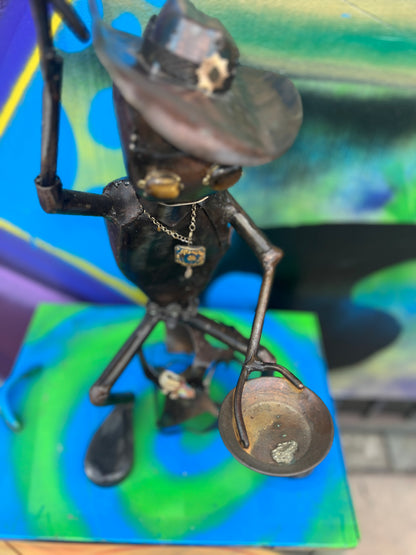 Custom Alien Gold Miner Metal Art Sculpture