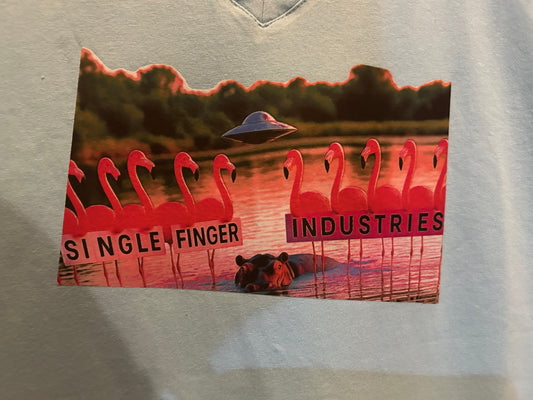 Women’s large flamingos, hippo, and UFO
