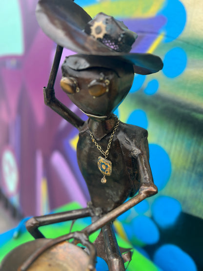 Custom Alien Gold Miner Metal Art Sculpture