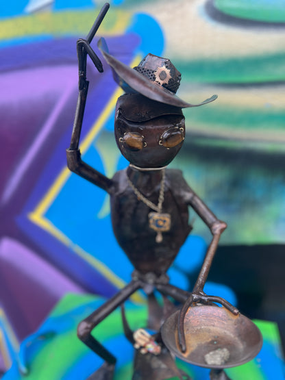 Custom Alien Gold Miner Metal Art Sculpture