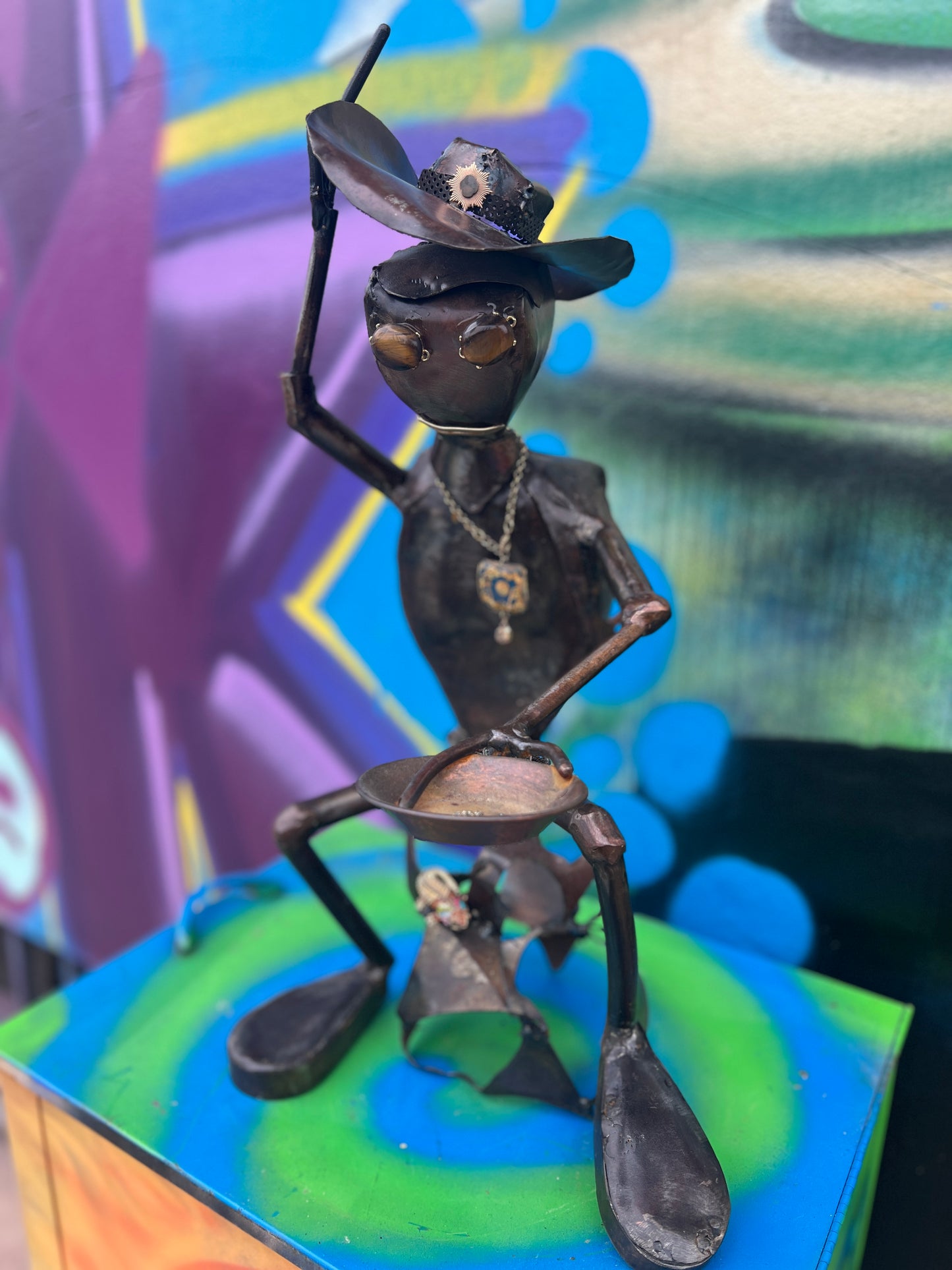 Custom Alien Gold Miner Metal Art Sculpture