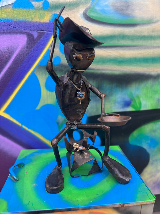 Custom Alien Gold Miner Metal Art Sculpture