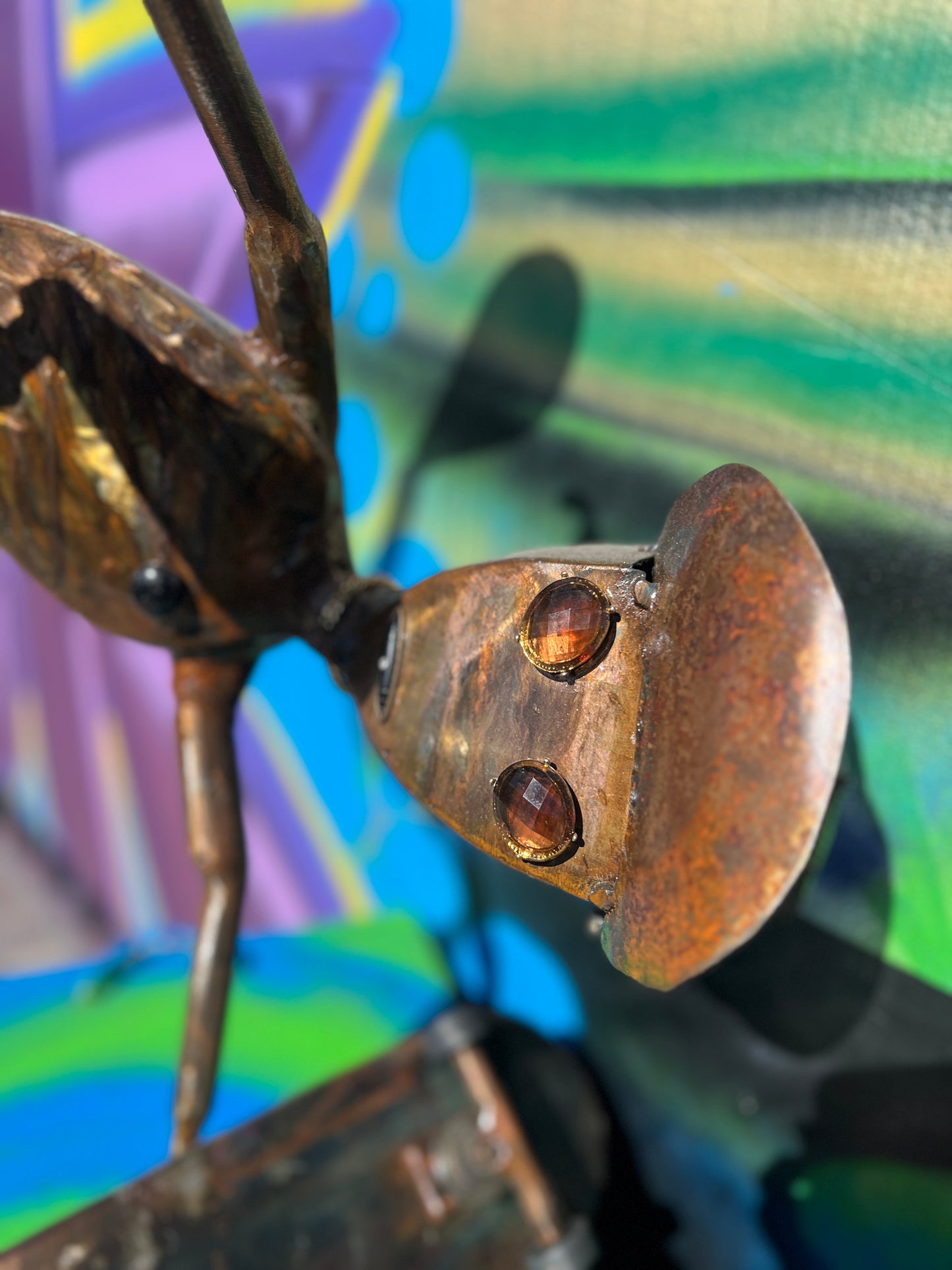 Badass Alien Metal Art Skateboarding Sculpture