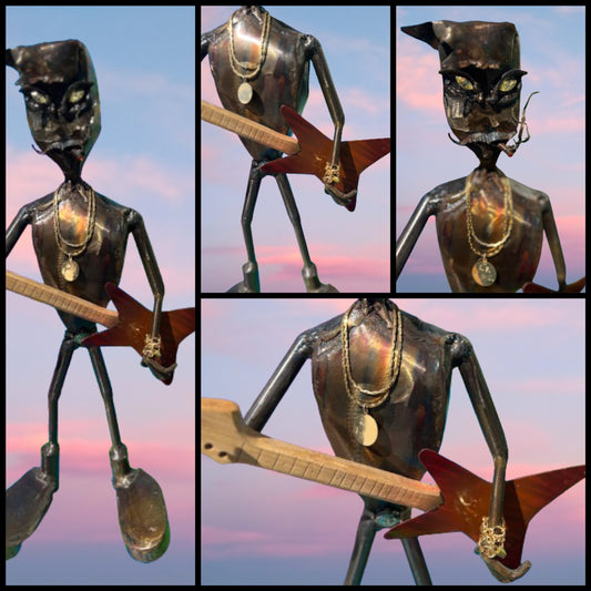 Custom Alien Rockstar Metal Art Sculpture