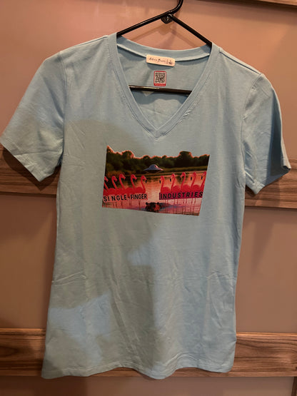 Women’s large flamingos, hippo, and UFO