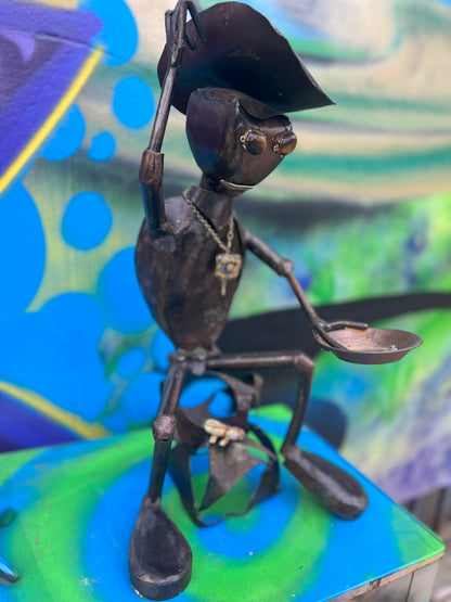 Custom Alien Gold Miner Metal Art Sculpture