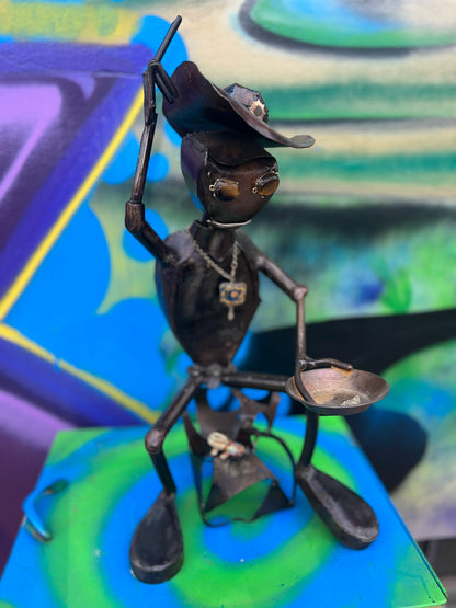 Custom Alien Gold Miner Metal Art Sculpture