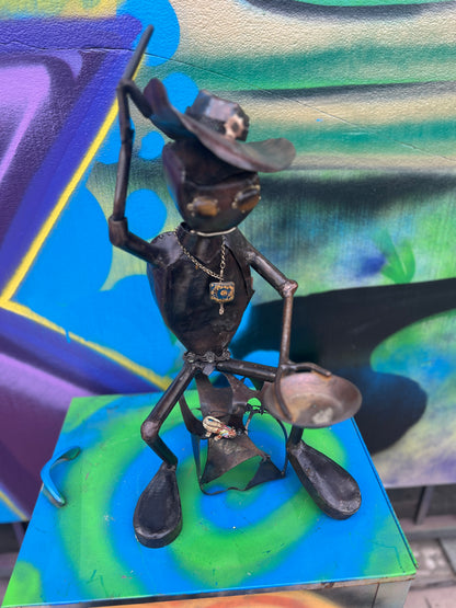 Custom Alien Gold Miner Metal Art Sculpture